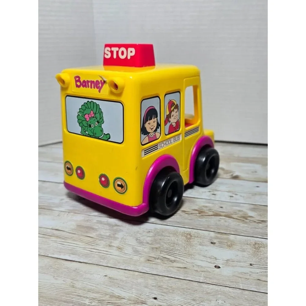 Lyons Group Vintage 1994 Barney School Bus Rolling Toy VIDEO‎